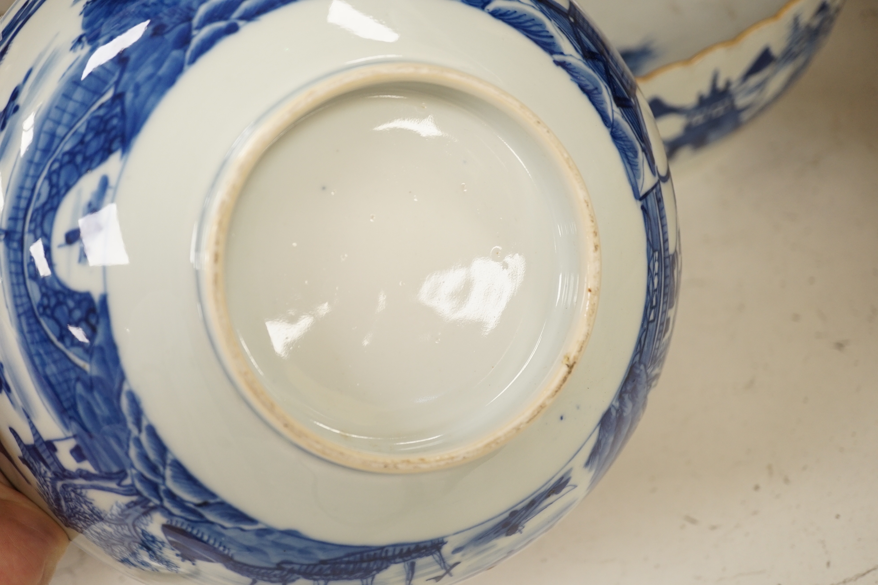 Two 19th century Chinese blue and white bowls (a.f)